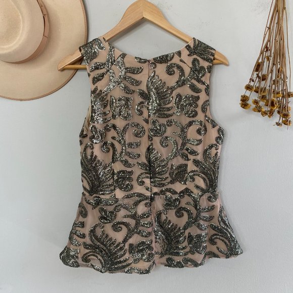 Anthro Greylin Sequin Sleeveless Peplum Blouse - Picture 9 of 9